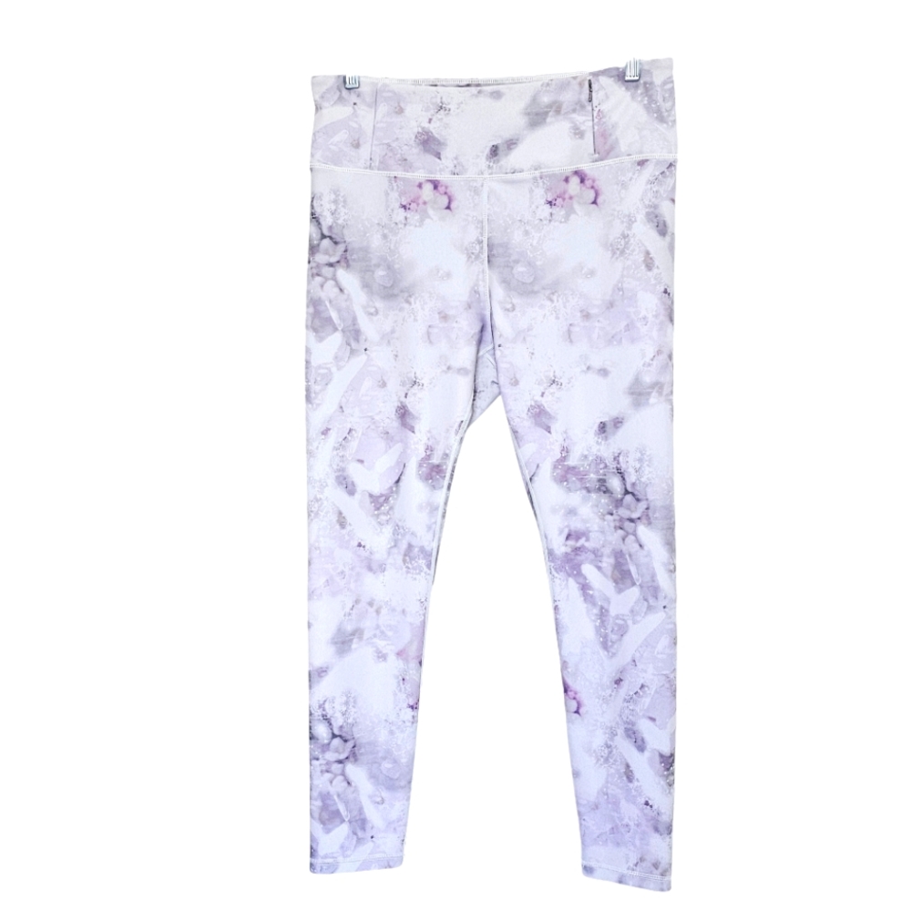 Calia white & purple marble print women's high waisted 7/8 leggings size XL